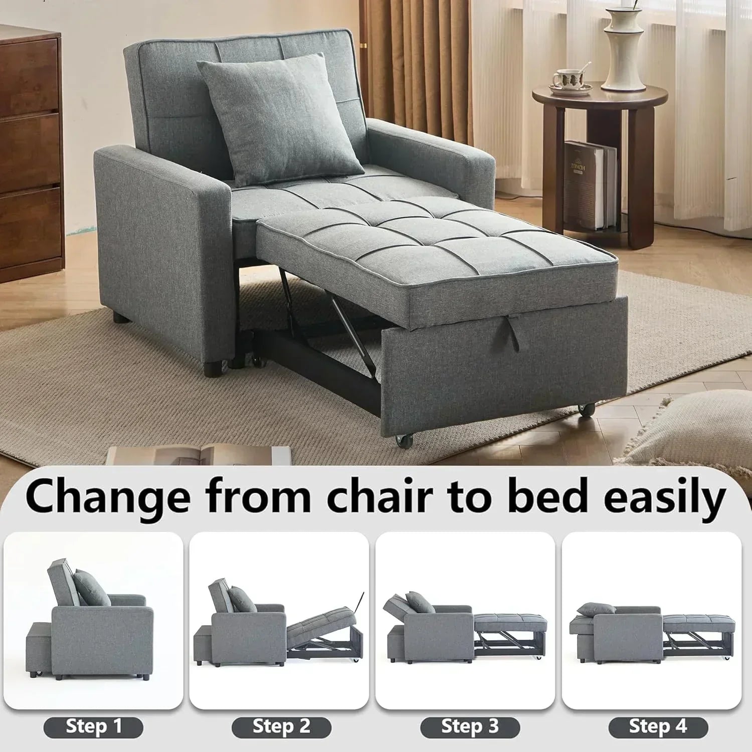 Sofa Bed Chair Convertible Sleeper Sofa with Pull-Out Bed