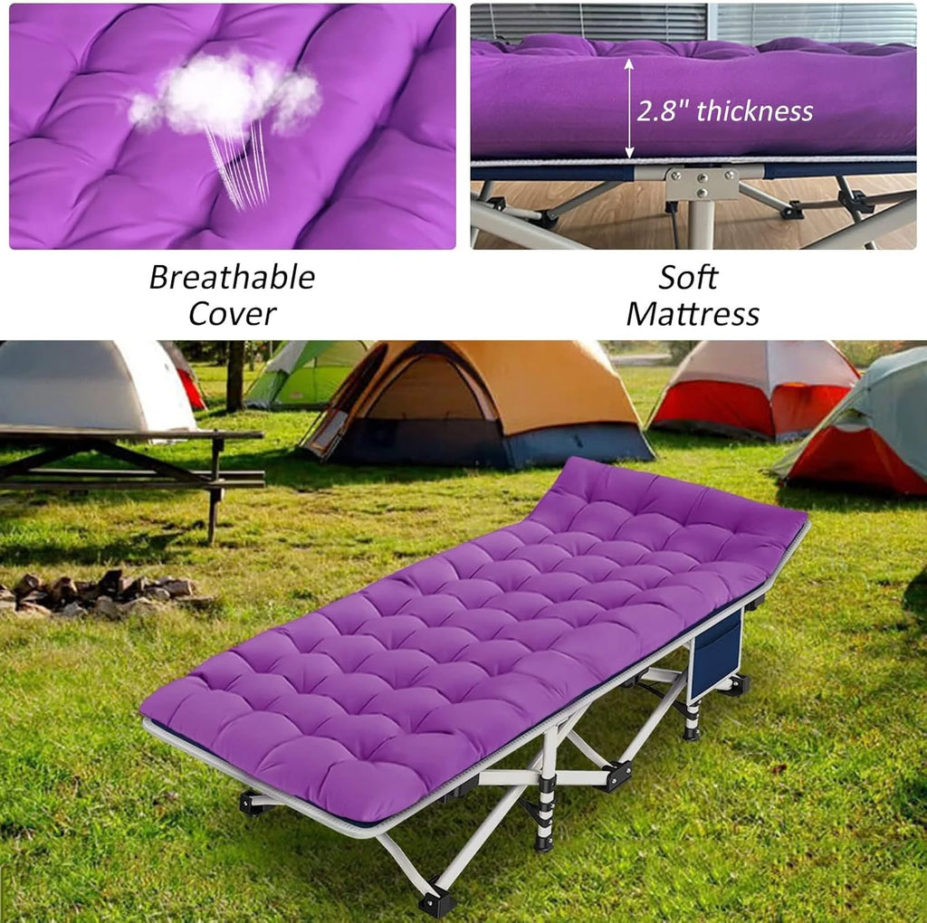 2 Pack Camping Cot with Mattress Comfortable Sleeping Cot Camping Cots for Adults 2 Person Folding Cot Heavy Duty Cots for Sleeping with Carry Bag Outdoor Indoor Home Vacation