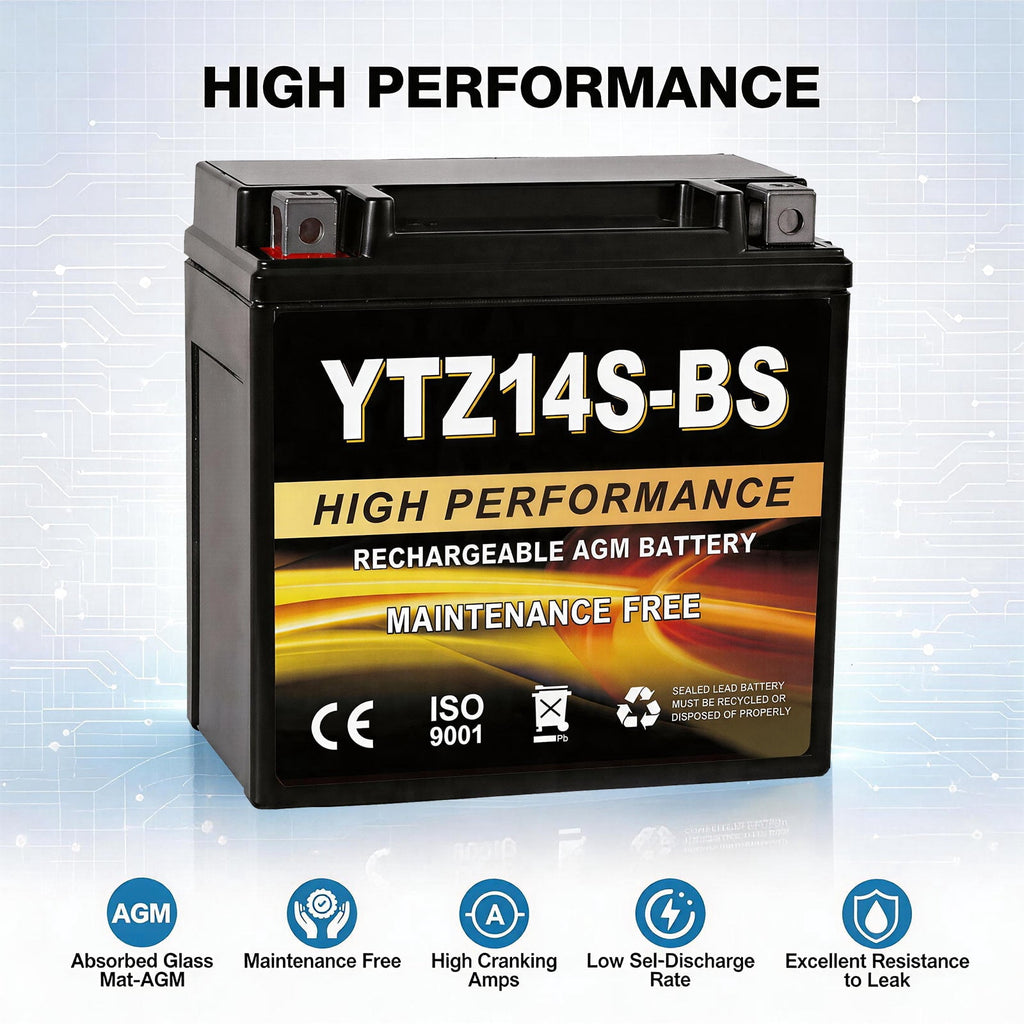 Anlibatt YTX14-BS Motorcycle Battery 12V 12Ah 200CCA Rechargeable Sealed Batteries Powersport Replacement for ATV, Scooter, Jet ski, Dirt Bike