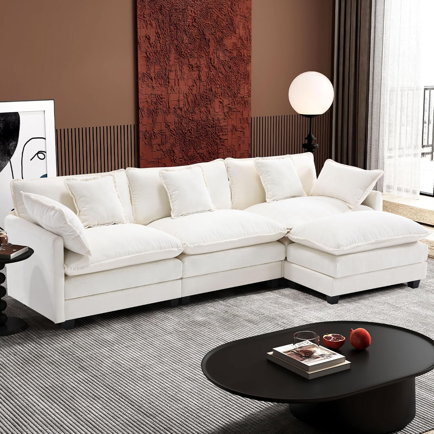 ihanherry 146-inch U-shaped modern sofa modular area cloud sofa