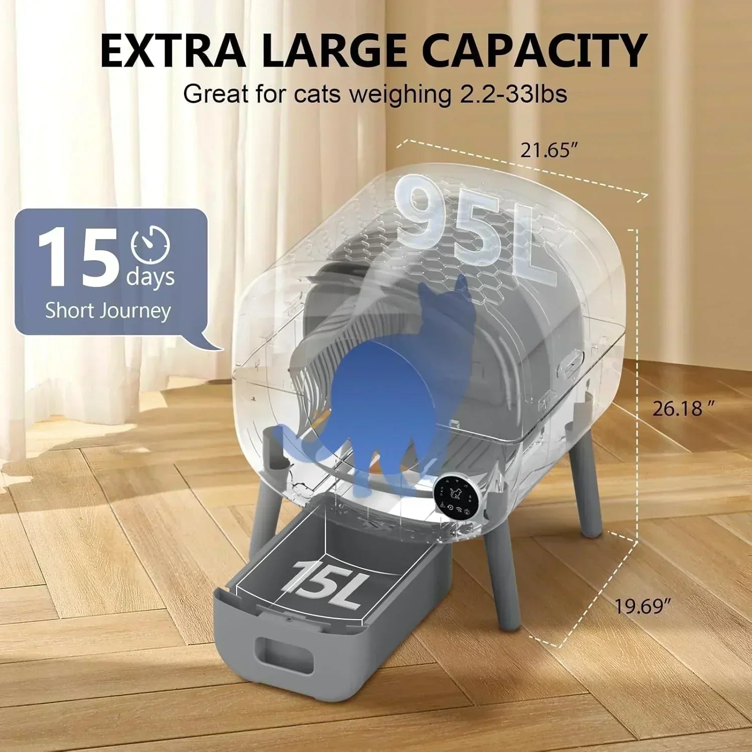 Self Cleaning Litter Box Large Capacity Automatic Cat Litter Box Self Cleaning for Cats