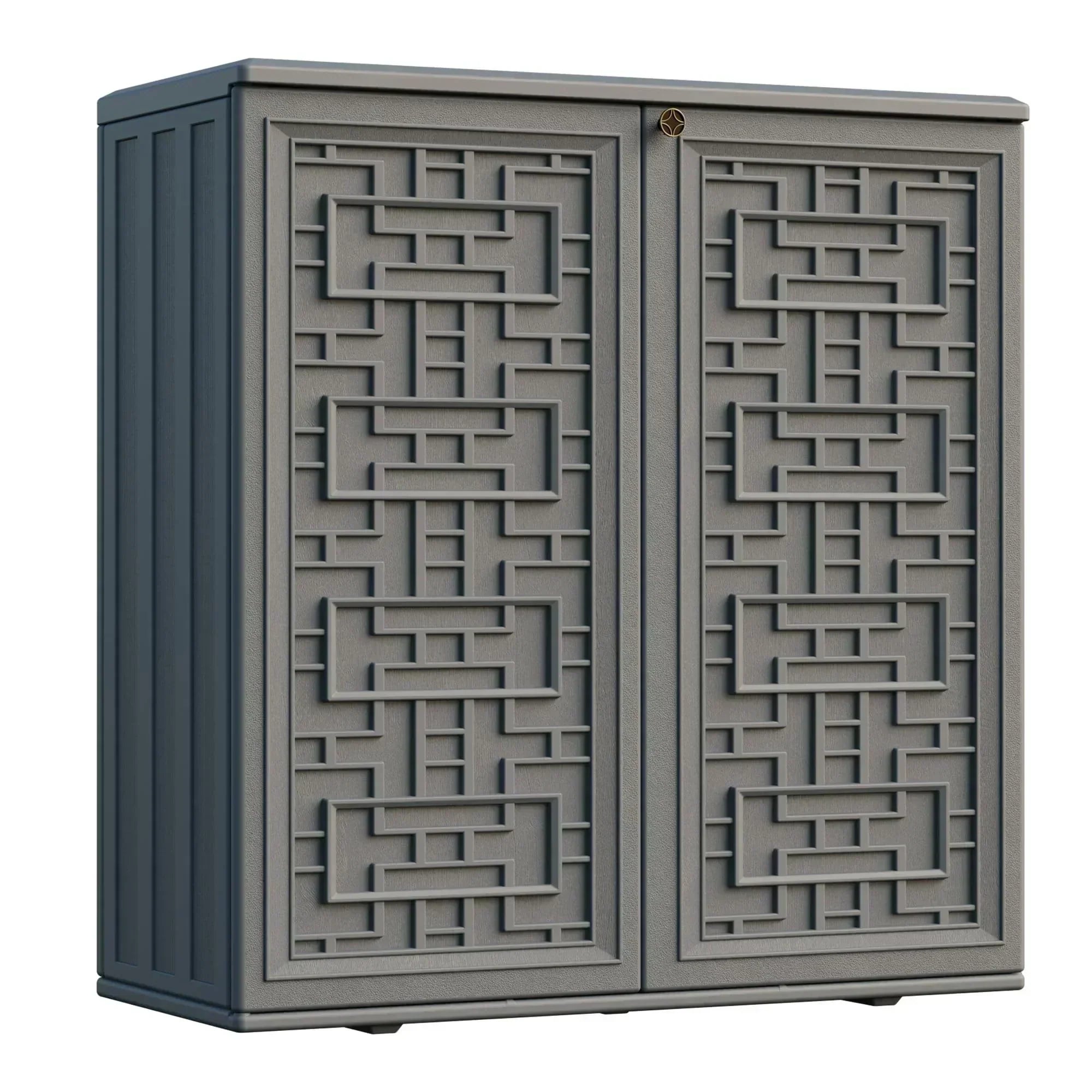 Indoor Outdoor Storage Cabinet Waterproof with Shelf Off White Plastic Outdoor Cabinets