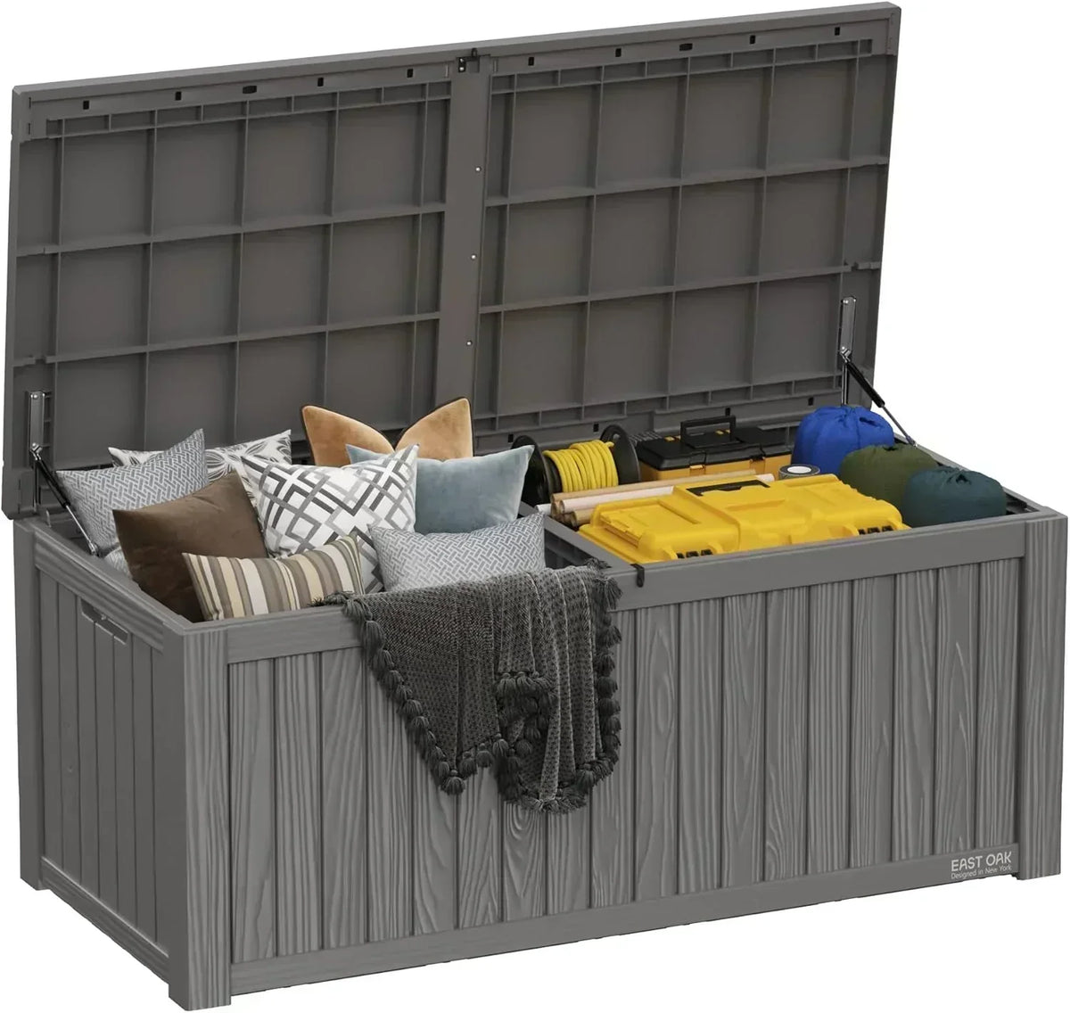EAST OAK Outdoor Storage Box 60 Gallon Deck Box Indoor and Outdoor Use Waterproof Resin Storage