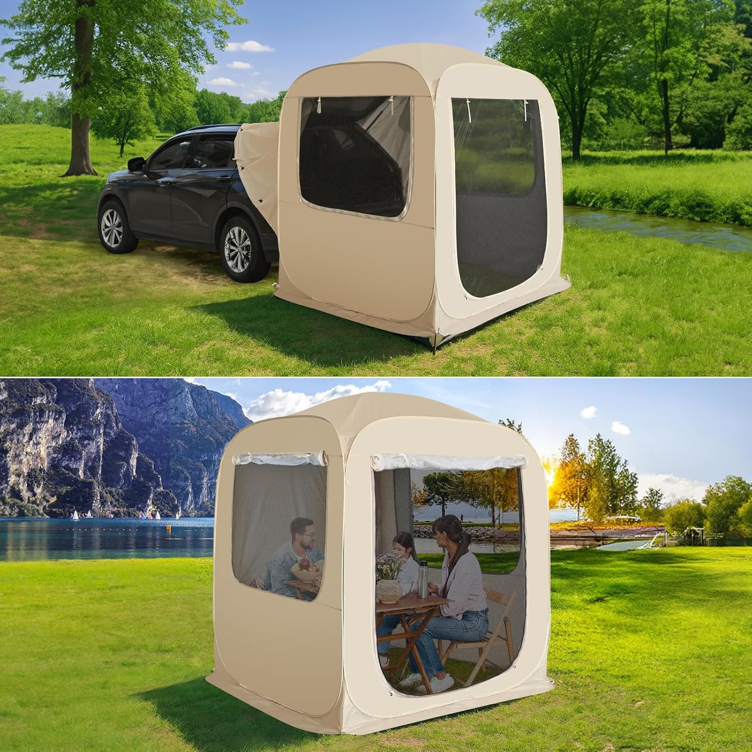 Alvantor Screen House Gazebo, 6-10-15 Person Pop Up Igloo Screened Canopy Tent with Mosquito Netting Sides, Instant UV Resistant Sun Shelter for Garden, Patio, Backyard