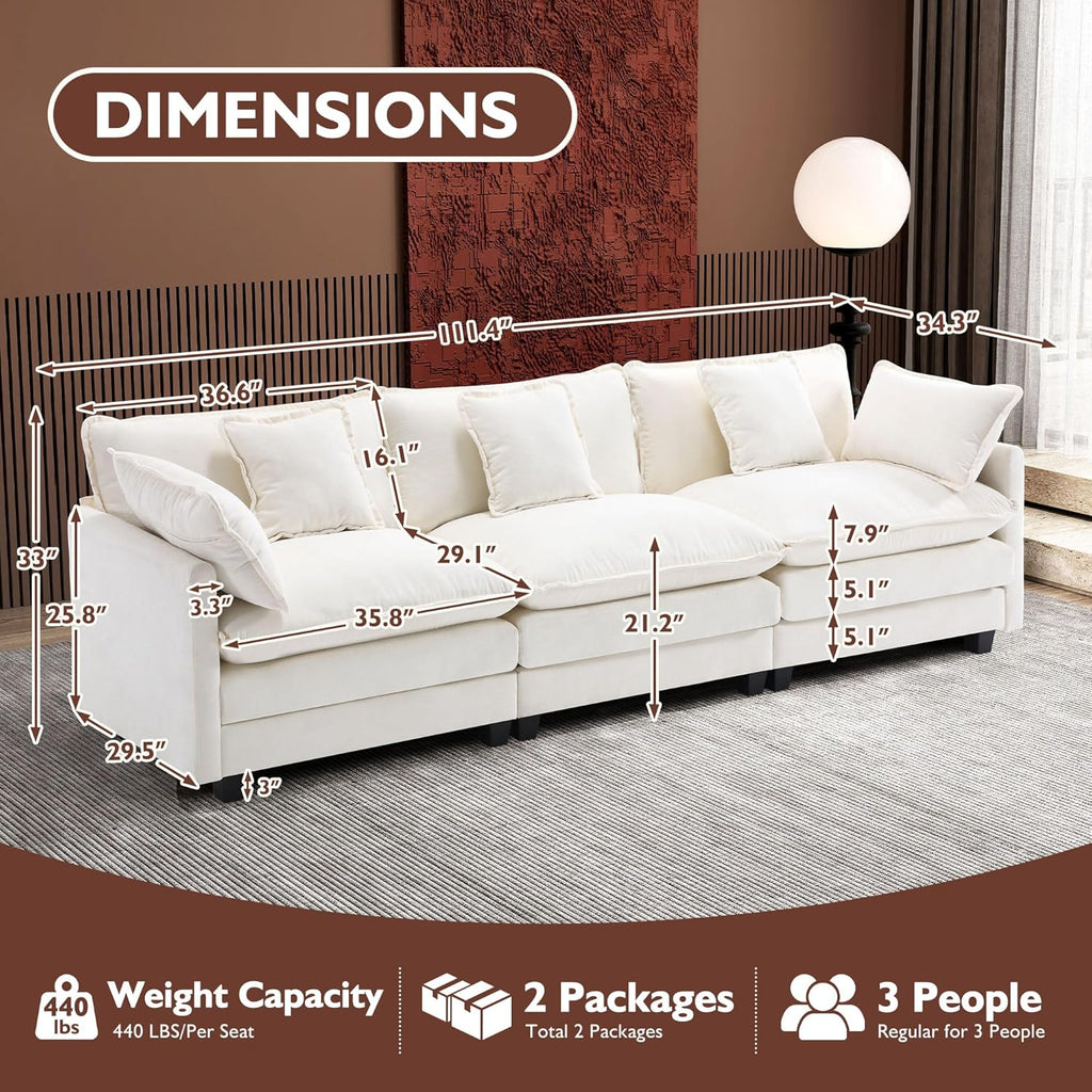 ihanherry 146-inch U-shaped modern sofa modular area cloud sofa