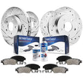 Detroit Axle - Brake Kit for 2012-2017 Toyota Camry 2013-2018 Avalon Lexus ES350 ES300h Drilled & Slotted Brakes Rotors Ceramic Brake Pads Front and Rear Replacement