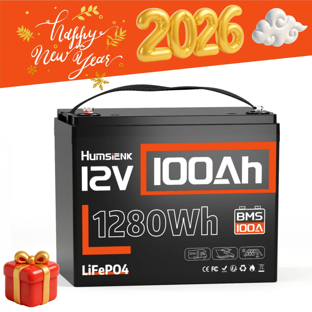 HumsiENK 12V 100Ah LiFePO4 Battery Group 24 Lithium Battery 100A BMS with Low Temp Cutoff, 15000+ Deep Cycles for RV Solar Marine Trolling Moto Off-Grid, Lithium Iron Phosphate Batteries