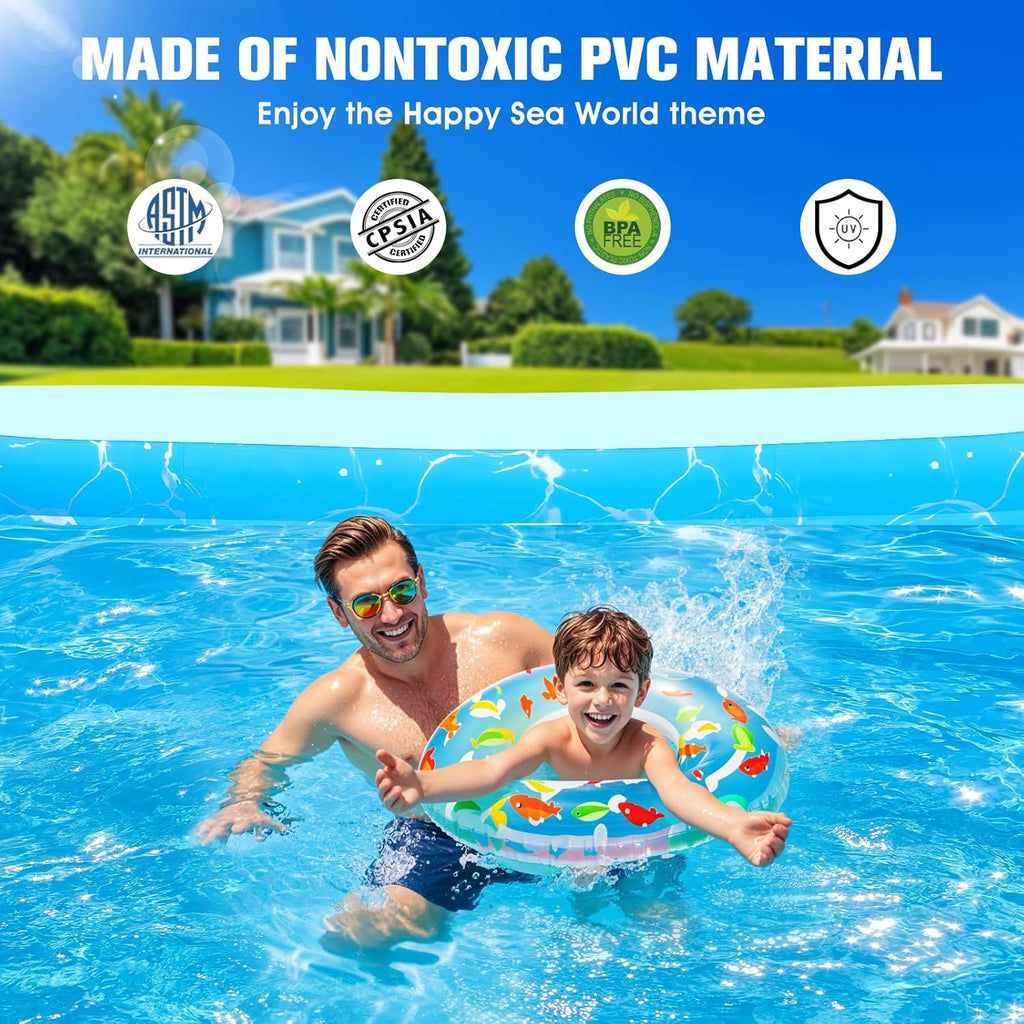 Inflatable Pool with Seat and Pool Lights Durable Thickened Large Size Family Inflatable Pools
