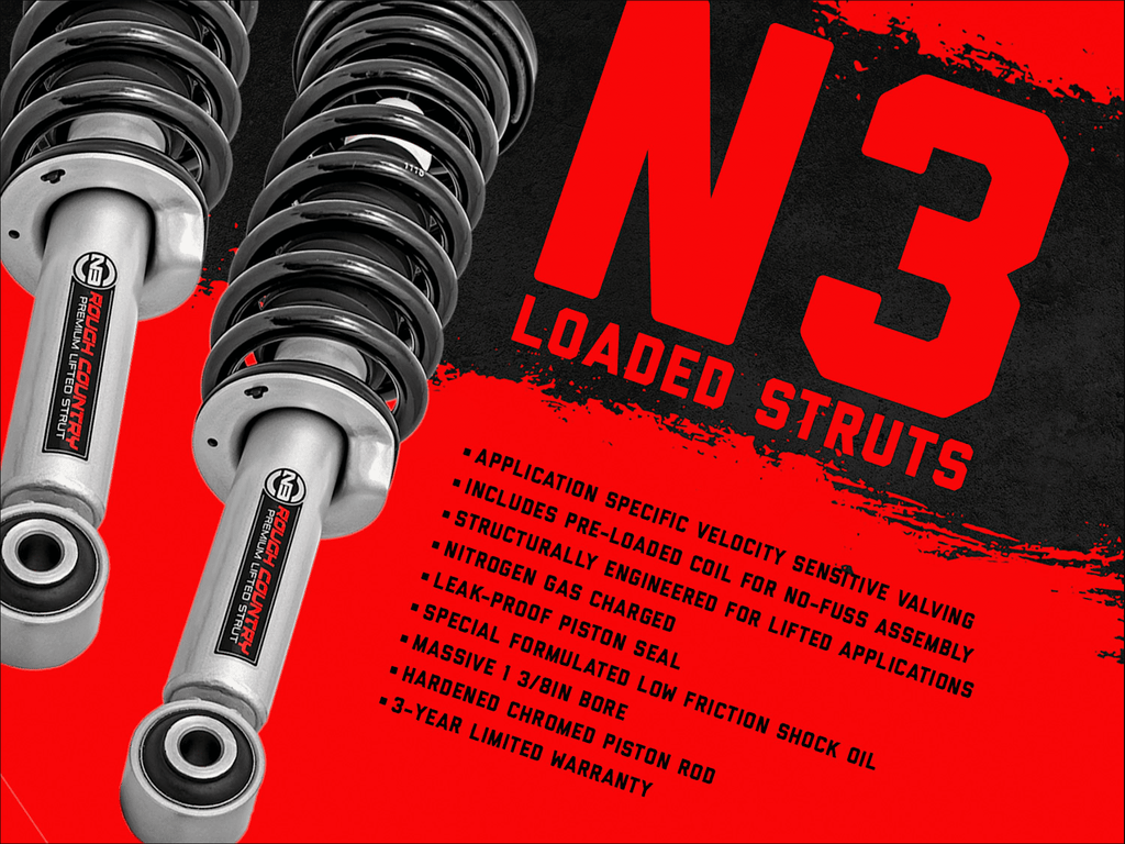 Rough Country 2.5 N3 Loaded Struts for 1995.5-2004 Tacoma 2WD/4WD - 501126