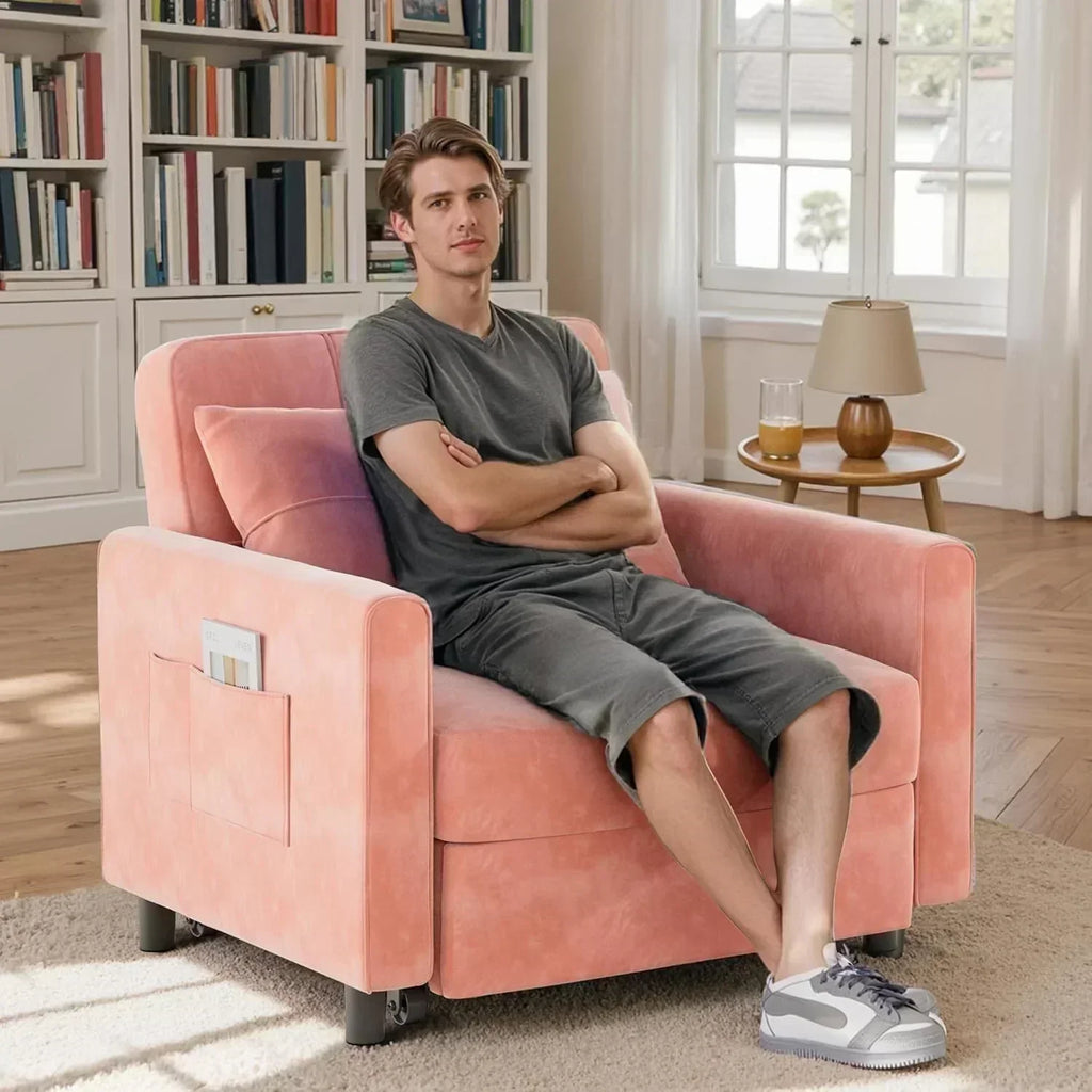Sofa Bed Chair 3 in 1 Convertible Pullout Single Sleeper Chair Bed Spacious Multifunctional Sofa