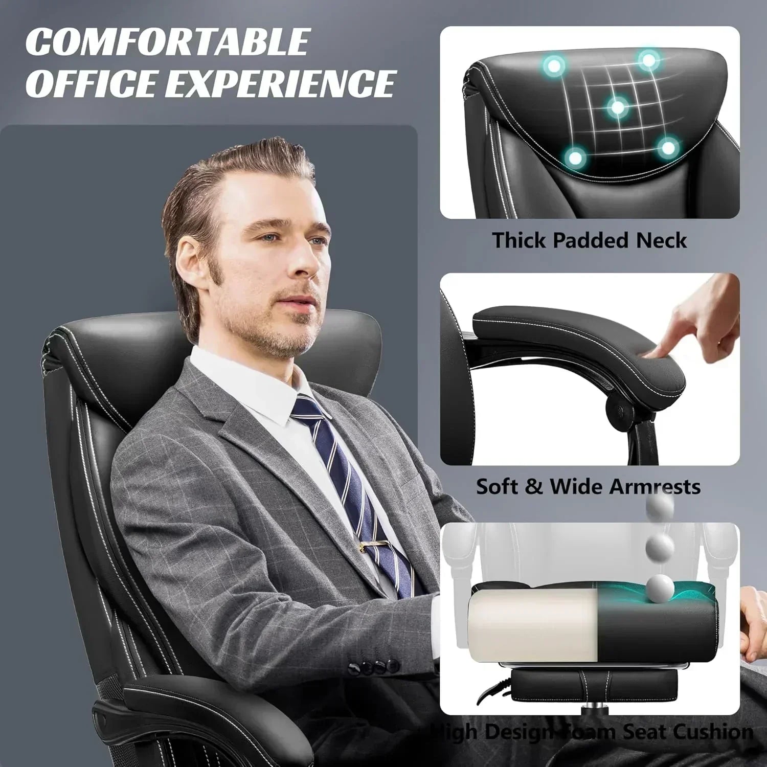Office Chair Large High-Foot Computer Desk Chair Chair Lumbar Support Rotating Computer Chair