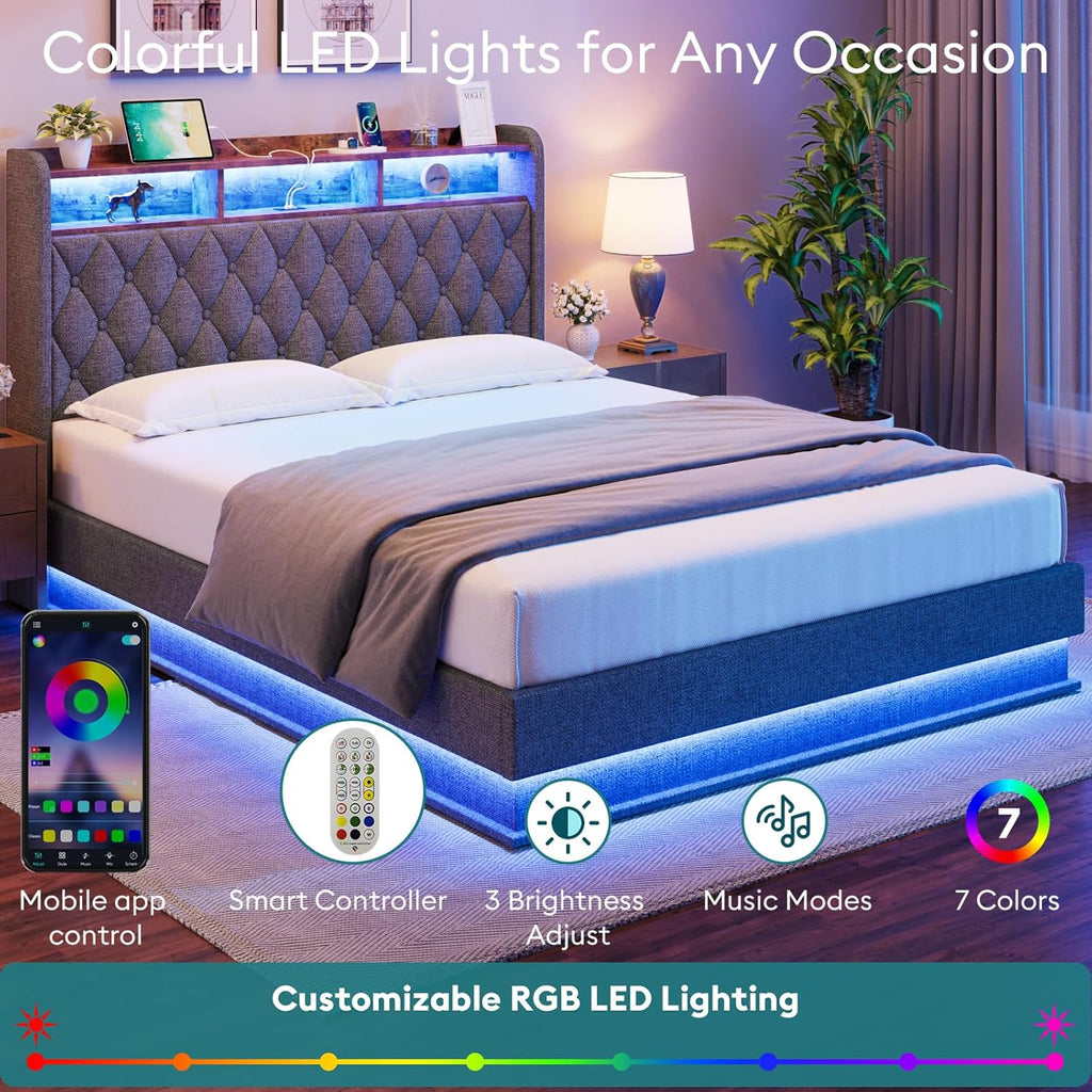 Queen Bed Frame Storage Lift Up Queen Size Bed Frame Headboard Upholstered Platform Bed