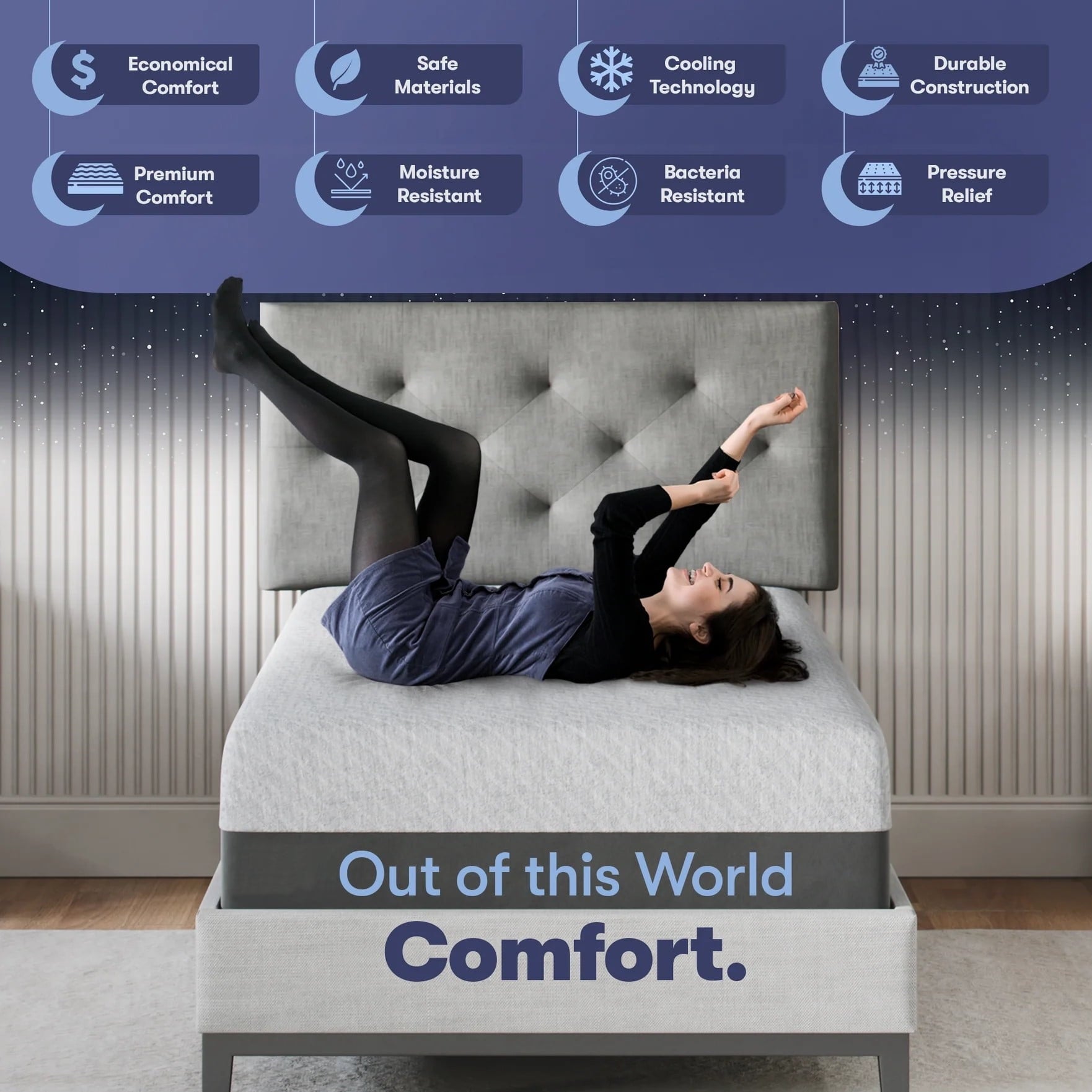 Celestial Sleep Gel Memory Foam Mattress in a Box, Made in The USA, CertiPUR-US, Oeko-Tex, and Fiberglass-Free Certified Bed, 12 inch Medium Soft - Split King
