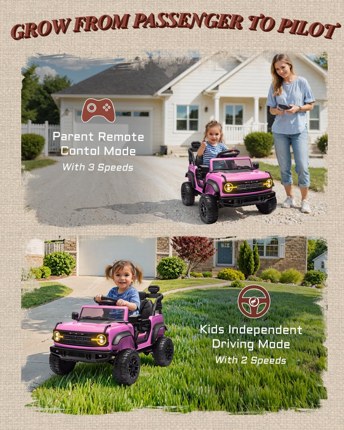 Kids Pink Ride-On Truck Battery Powered Electric Toy Car