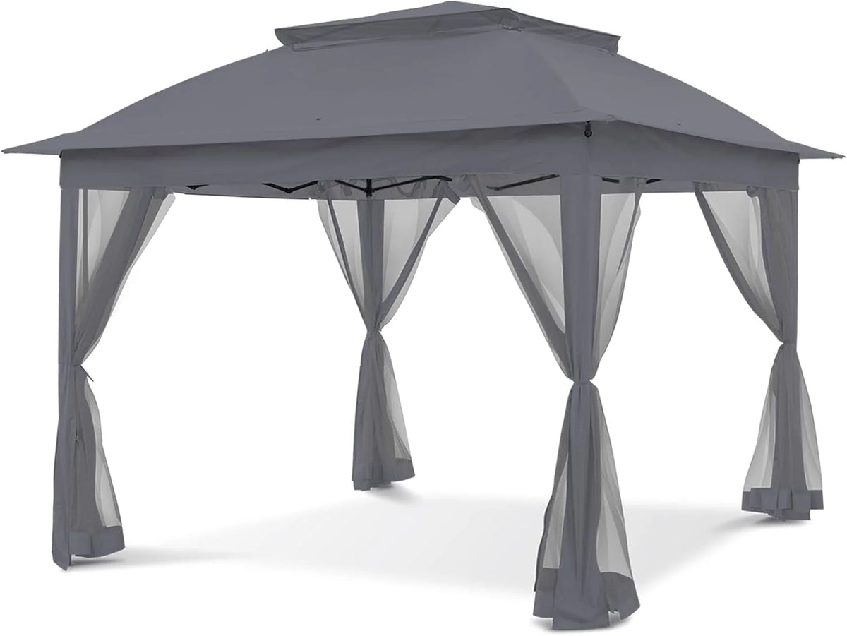 COOS BAY 11x11 Pop Up Gazebo with Mesh Netting, Instant Outdoor Canopy Tent, Water Resistant Shelter with UPF 50+ UV Protection, 121 Sq Ft Coverage, Beige