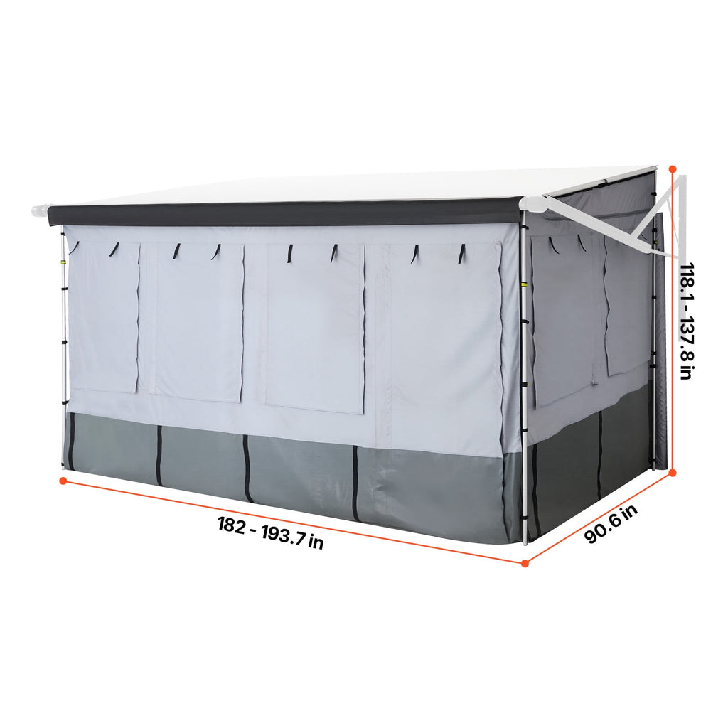 VEVOR RV Awning Sun Shade Room - Compatible with 16 -17 ft Awnings, RV Awning Sun Shading Room with Door & Ventilated Mesh Windows, Sunproof & Windproof Three-Sided Enclosure Tent for RV Camping