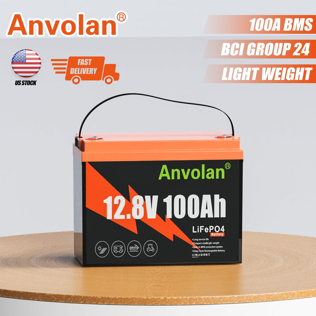 12V 100Ah LiFePO4 Lithium Battery Group 24 Lithium Iron Phosphate Battery 00A BMS Lightweight Fast Charging Rechargeable for RV Off-Grid Trolling Motor Home Energy
