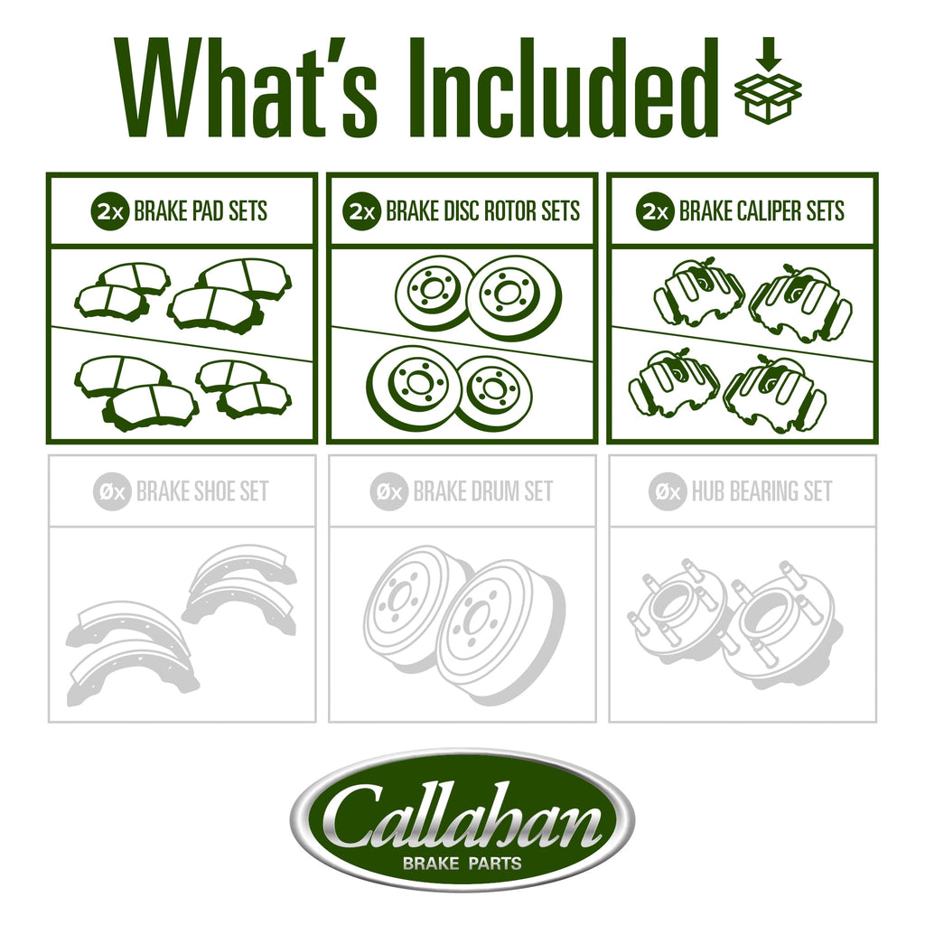 Callahan Brake Parts Brake Kit for Jeep Liberty 2003-2007 Front and Rear Replacement Brake Rotors with Ceramic Brake Pads and Brake Calipers EBYK027586